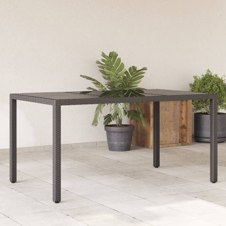 vidaXL Gartentisch aus Polyrattan mit Glasplatte in Schwarz, B/T/H: 150 x 90 x 75 cm - Bild 3
