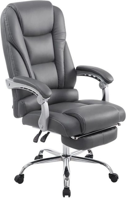 DELUKE Bürostuhl MIAMI Ergonomischer Stuhl aus Kunstleder in Grau mit Chromoptik Gestell, B/T/H: 118 x 68 x 64 cm - Bild 1