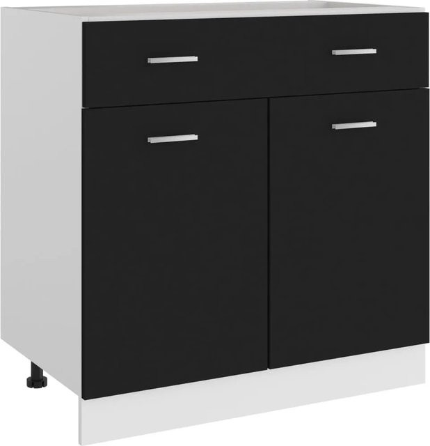 vidaXL Schubunterschrank aus Holzwerkstoff in Schwarz, B/T/H: 80 x 46 x 81,5 cm - Bild 1