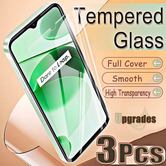 3er-Set gehärtetes Schutzglas für Realme C35, HD Displayschutz mit Fingerabdruck-Entsperrung, transparent - Bild 1
