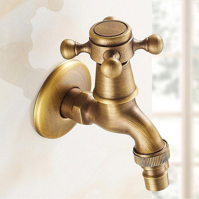 RW-Home Decoration Bibcock Wasserhahn aus Messing in Gold für Wandmontage im Garten oder Badezimmer - Bild 1