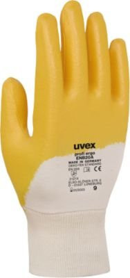 Montagehandschuh uvex profi ergo ENB20A in Weiß, Orange und Gelb mit Nitrilbeschichtung, Größe 9 - Bild 1