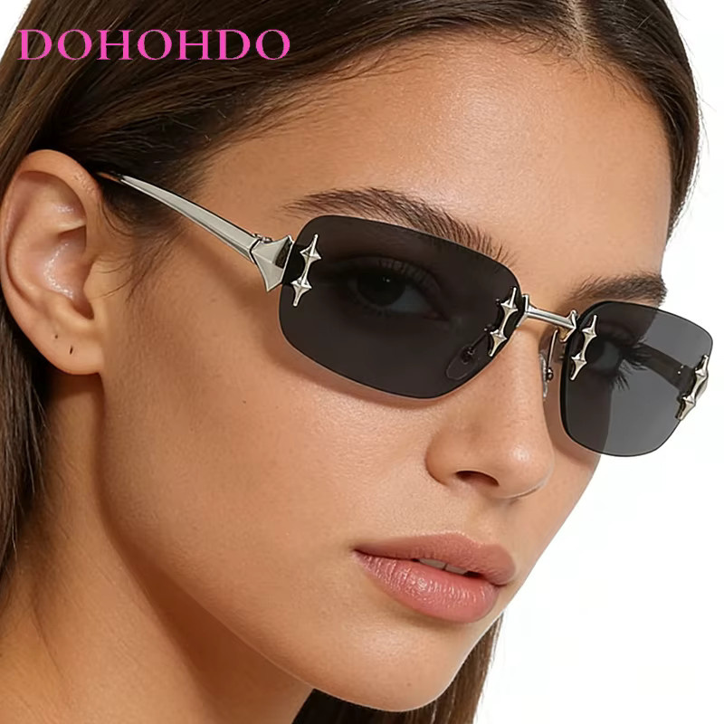 DOHOHDO Sonnenbrille, randlos, quadratisch, Metall, Unisex - Bild 2