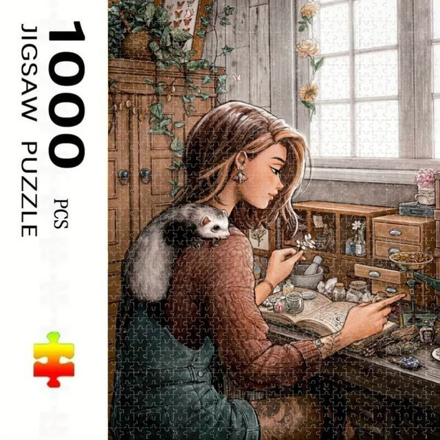 KAYOU Mädchen und Frettchen, Puzzle, 500 Teile - Bild 1