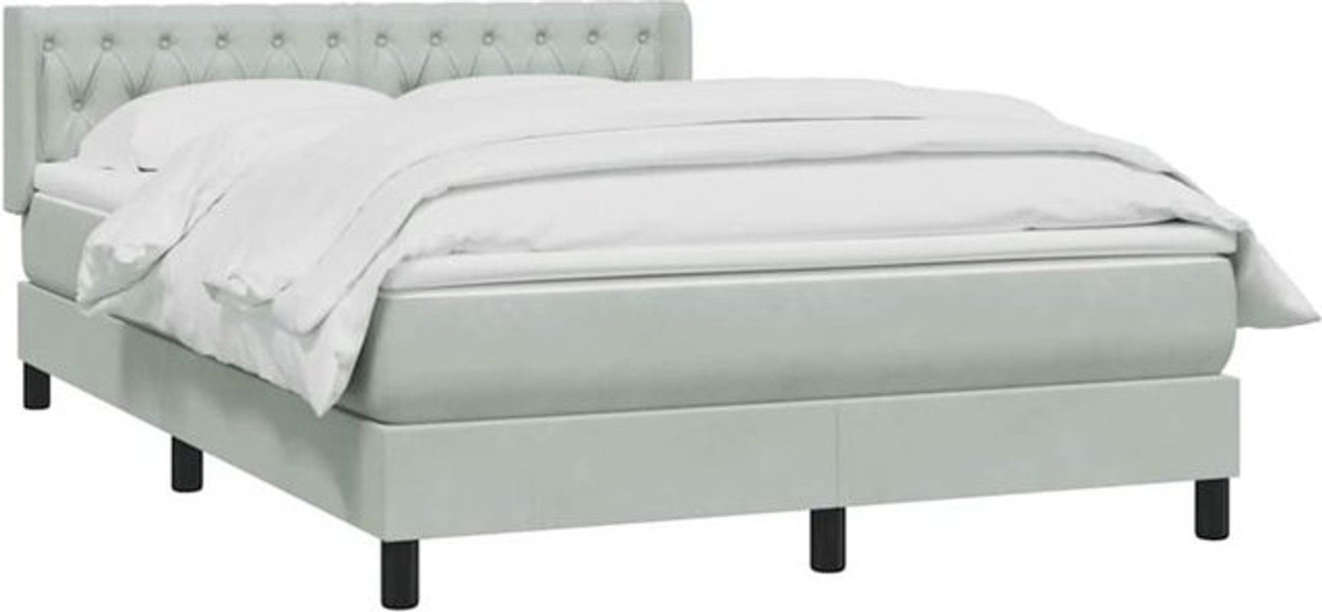 vidaxl Boxspringbett mit Matratze aus Samt in Grau B/T/H: 160 x 210 cm - Bild 1