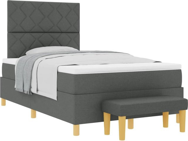 vidaXL Boxspringbett mit Matratze in Grau, B/T/H: 120 x 193 x 128 cm - Bild 1