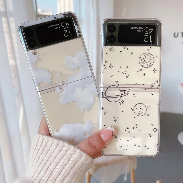 Transparente Handyhülle Liebesherz Universum Planet für Samsung Galaxy Z Flip 3, Z Flip 4, Z Flip 5 und Z Flip 6 - Bild 1