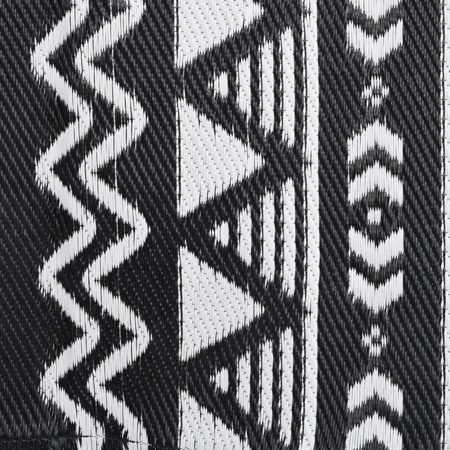 vidaXL Outdoorteppich mit Jacquard-Muster in Schwarz, B/T: 190 x 290 cm, Polypropylen (PP) - Bild 6