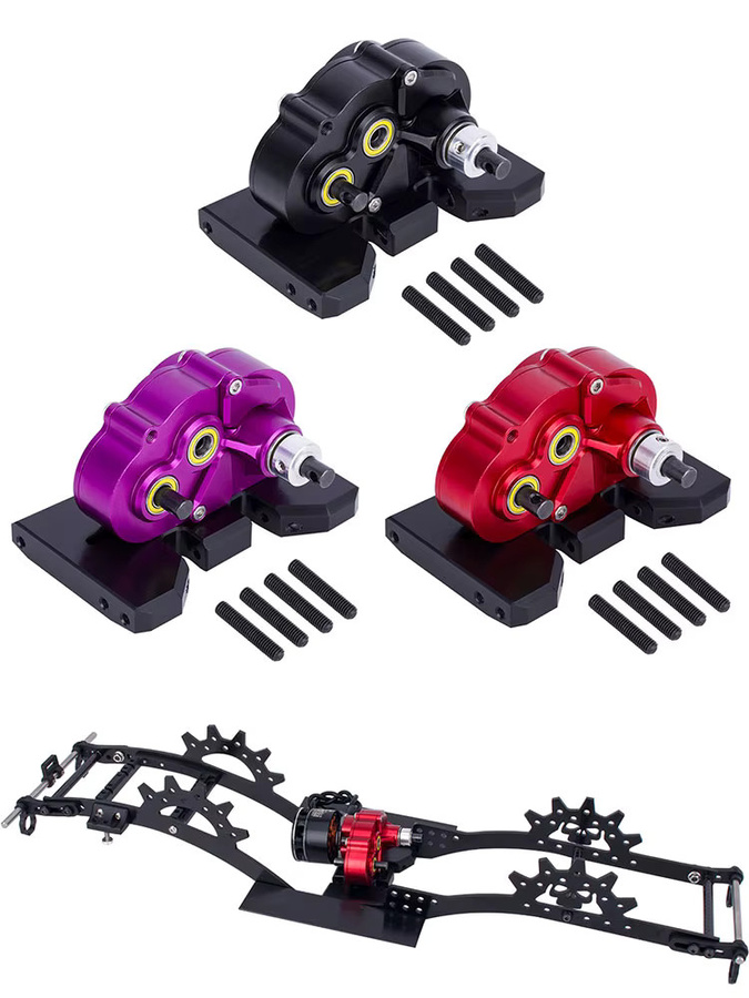 Fimonda OD-3 Overdrive-Getriebe, CNC Leichtgewichtige Einstellbare Getriebebox, 1:10, Metall, Schwarz - Bild 5