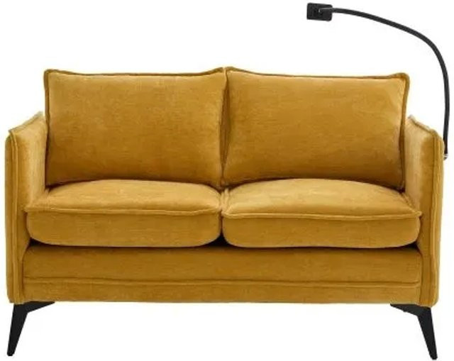 PXloue Stoffsofa aus Chenille in Gelb mit Handyhalter und Seitentaschen, B/T/H: 127 x 69 x 66 cm - Bild 1