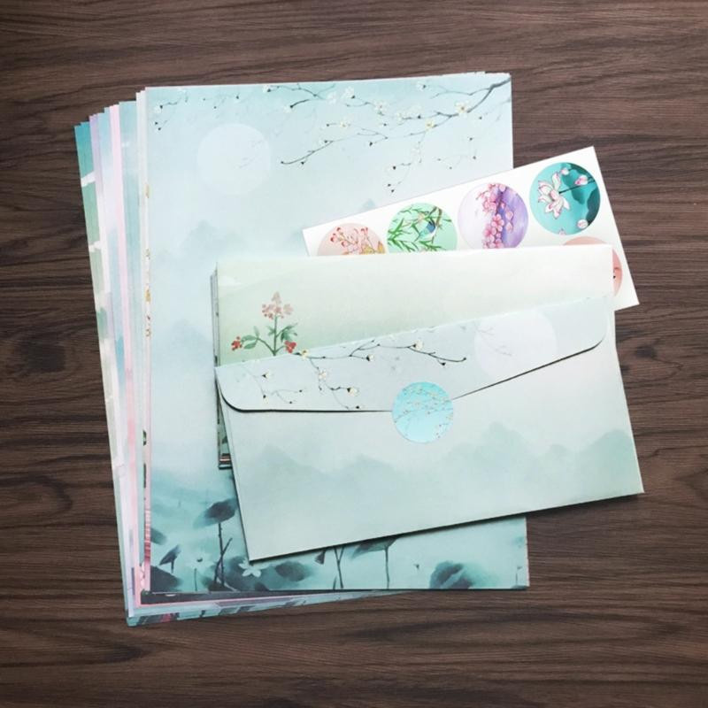 Traditionelles Schreibpapier und Briefumschläge Set in Multicolour für die Schule - Bild 1