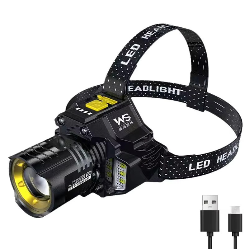 BALDR LED Stirnlampe mit COB-Licht, RGB, aufladbar und Zoom-Funktion, Schwarz - Bild 6