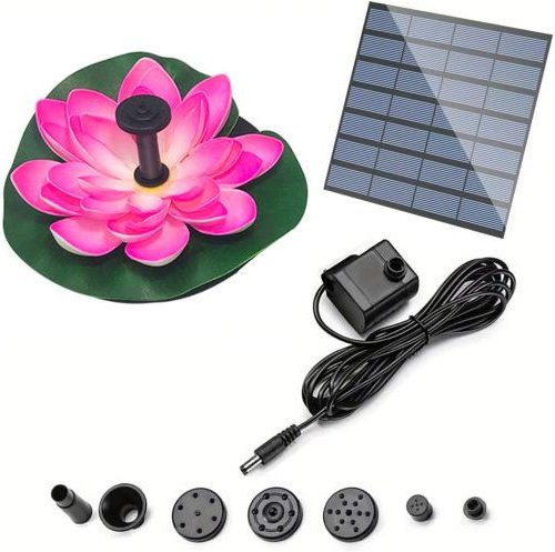 Secretgarden Solarwasserbrunnen Lotus Seerose mit Sprühdüsen in Rosa für Gartenteich und Pool - Bild 1