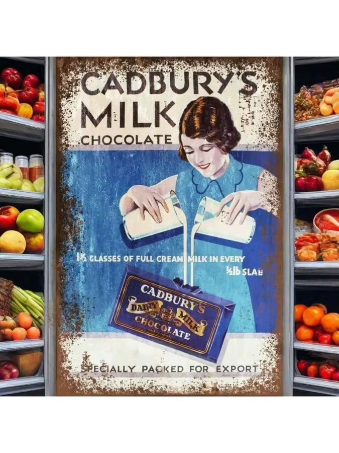 Cadbury Vintage Schokoladen-Blechschild aus Metall als Wanddekoration in Multicolor - Bild 2