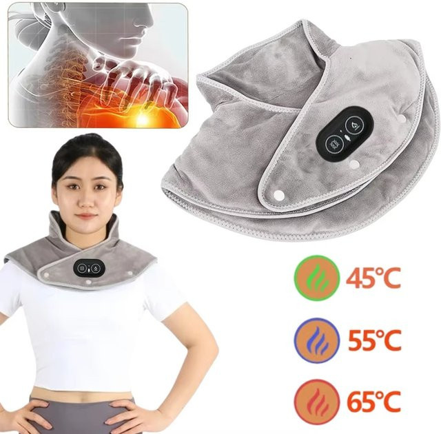 PAQIN Elektrisches Massagegerät für Nacken, Schulter und Rücken mit Drei-Stufen-Wärmekompresse und Vibrationsfunktion in Grau - Bild 1