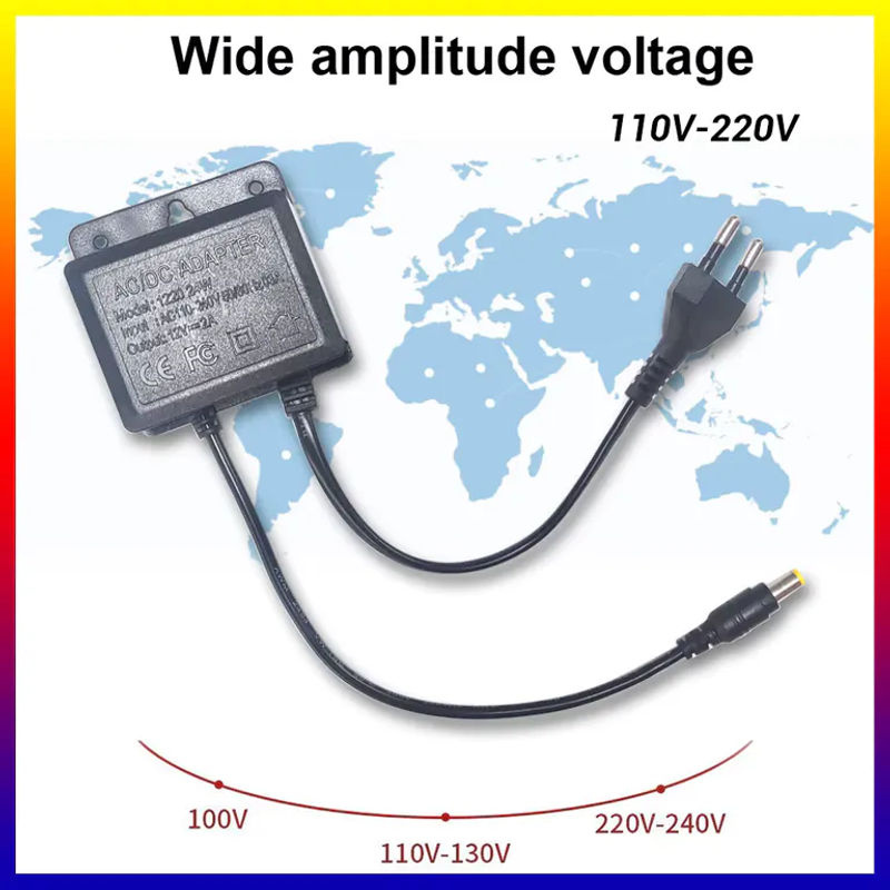SNQP Wasserdichter DC12V 2A Netzadapter mit EU-Stecker für CCTV-Kameras, NVR und DVR, Schwarz, Anschlussgröße 5,5 x 2,1 mm - Bild 4