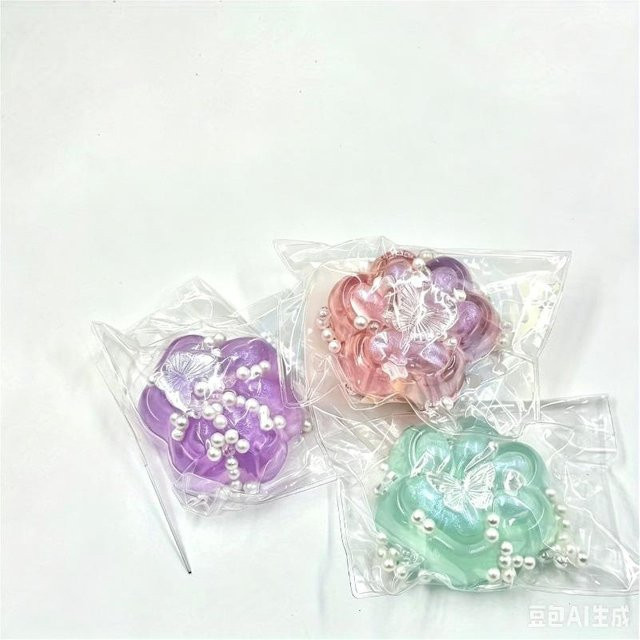 Glitzer Gelee Blume Squishy Perlen Schmetterling Knet Fidget Spielzeug - Bild 1