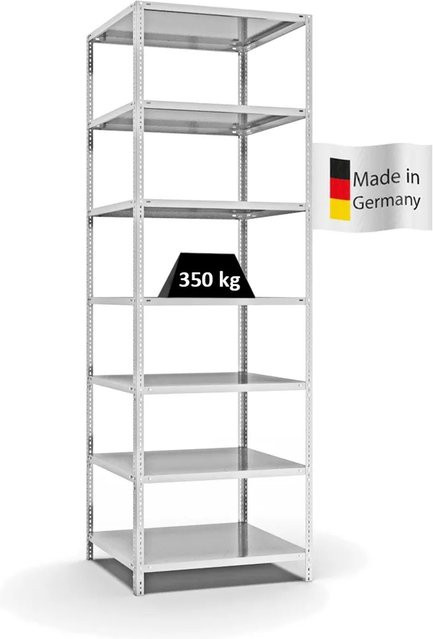 PROREGAL Heavy-Duty Fachbodenregal mit Schraubsystem, 7 Ebenen, beidseitig nutzbar, Lichtgrau, H x B x T: 300 x 100 x 80 cm - Bild 1
