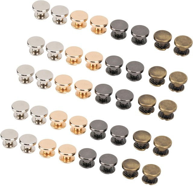 GoolRC DIY Bindeschrauben Set aus Messing, 40 Stück Flachkopf Chicago Schrauben in 4 Farben, 9 x 5 mm - Bild 1