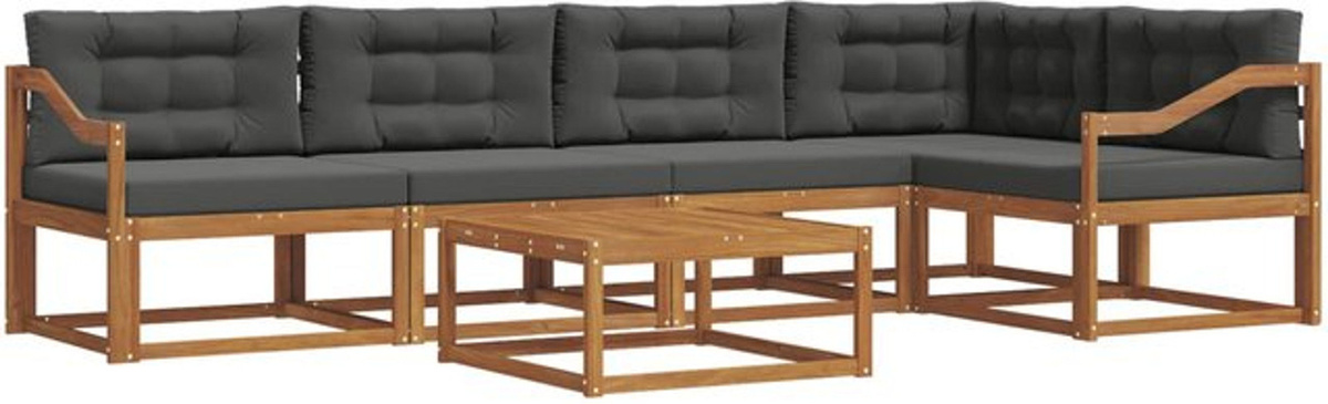 vidaxl Outdoor-Sofagarnitur aus Akazien-Massivholz mit 6-teiligem Set und Kissen in Natur und Anthrazit - Bild 1