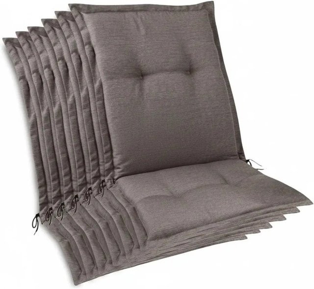 Beautissu 6er Set Premium Gartenstuhlauflage Niedriglehner Taupe B/T/H: 105 x 50 x 7 cm - Bild 1