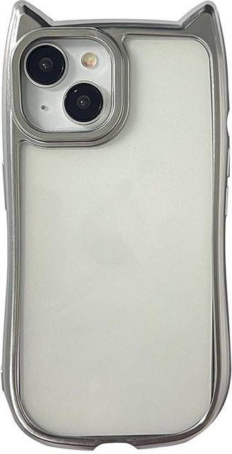 Niedliche 3D Katzenohren Handyhülle für Apple iPhone in Transparent und Versilbert - Bild 1
