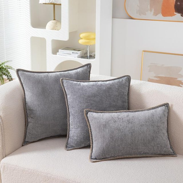 JMG Clothing Chenille Kissenbezug aus Samt in Grau, B/H: 30 x 50 cm - Bild 1