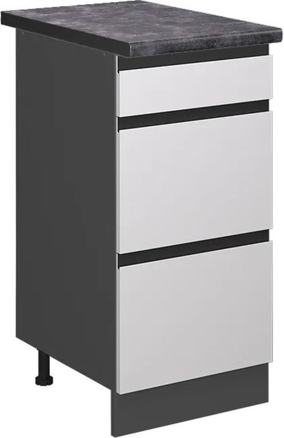 Vicco Küchenunterschrank R-Line in Weiß und Anthrazit mit Schubladen, Breite: 40 cm, Tiefe: 60 cm, Höhe: 81,6 cm - Bild 1