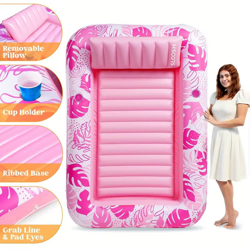 JOYFY Aufblasbare Sonnenliege für den Pool in Pink, Schwimmliege für Wasser und Ballbecken - Bild 4