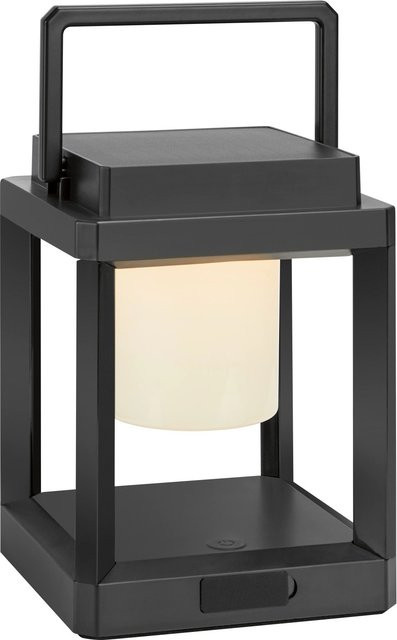 Eckige Solar-LED-Laterne in Schwarz, dimmbar, für Garten, Terrasse und Balkon, B/T/H: 13,5 x 13,5 x 18 cm - Bild 1
