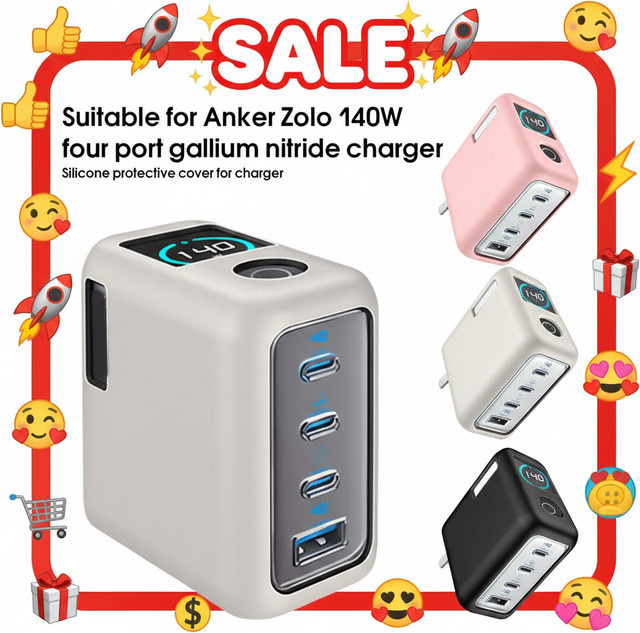 Anker Silikon-Schutzhülle für Zolo 140W Vier-Port-Galliumnitrid-Ladegerät in Pink - Bild 1