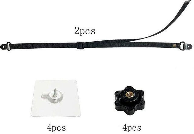 2er-Pack verstellbare TV-Sicherheitsgurte von Big Tree Home Furnishings in Schwarz als Klebe-Möbelanker ohne Bohren zum Schutz vor Umkippen - Bild 1