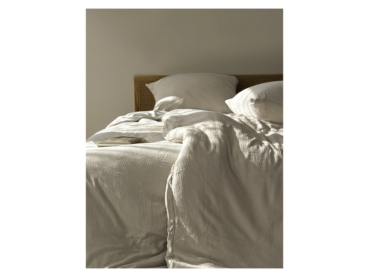 BIERBAUM Bettwäsche Musselin aus Baumwolle in Beige, Set bestehend aus 1x Bettdeckenbezug (Breite: 155 cm, Länge: 220 cm) und 1x Kopfkissenbezug (Breite: 80 cm, Länge: 80 cm) - Bild 1