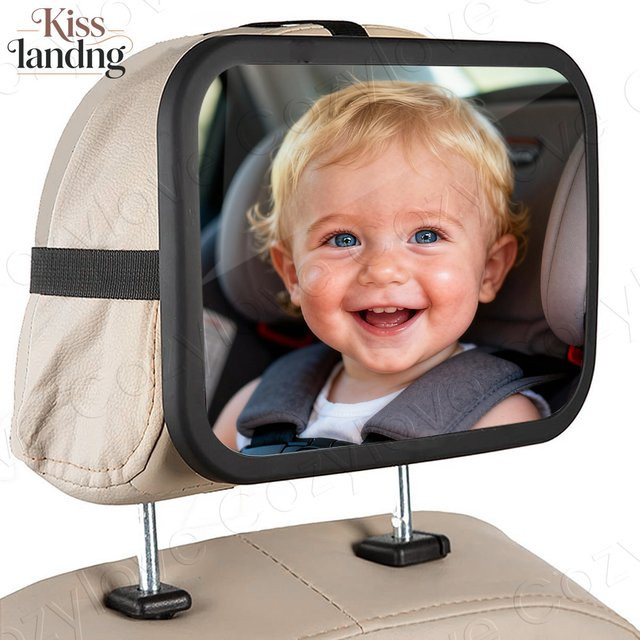 Kisslanding Baby-Autospiegel in Schwarz mit breiter konvexer Sicht und bruchsicherem Design - Bild 1