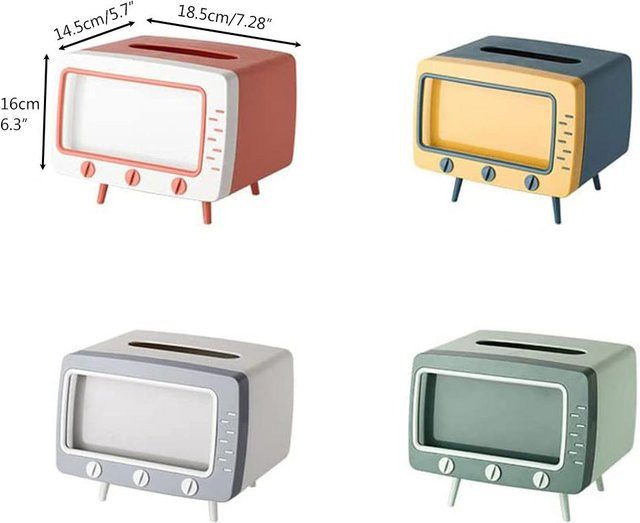 GoolRC 2 in 1 Desktop Tissue Box und Handyhalterung in TV-Form, beige - Bild 1