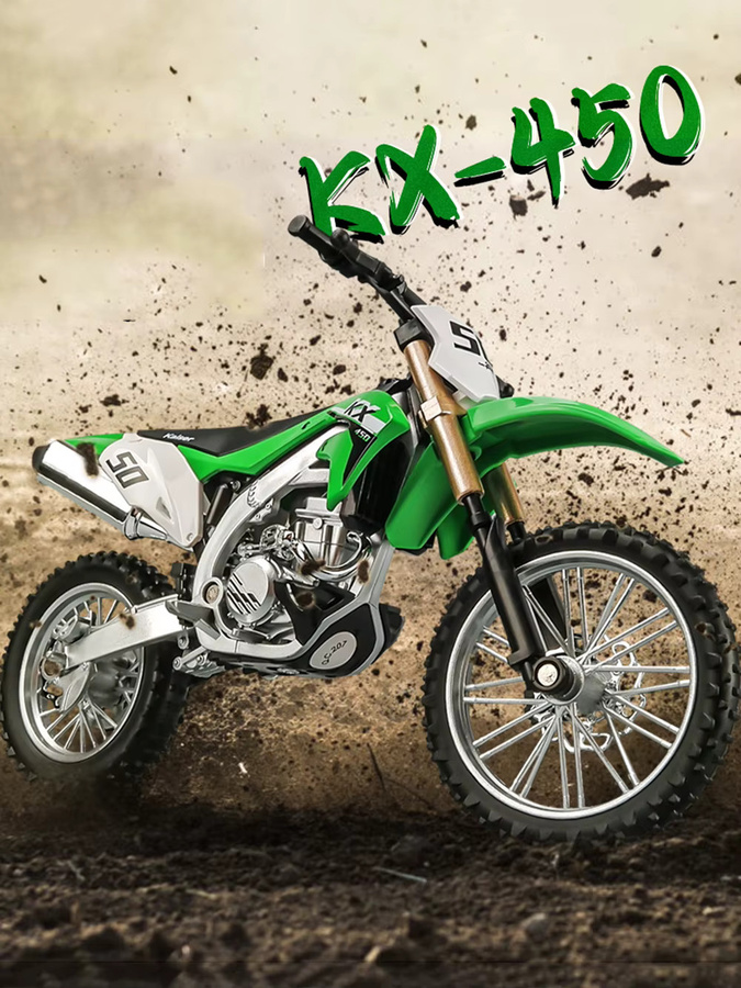 MAKEDA Kawasaki KX450 Ninja 400 Motorrad Modell, 1:12, Metall, Grün - Bild 6