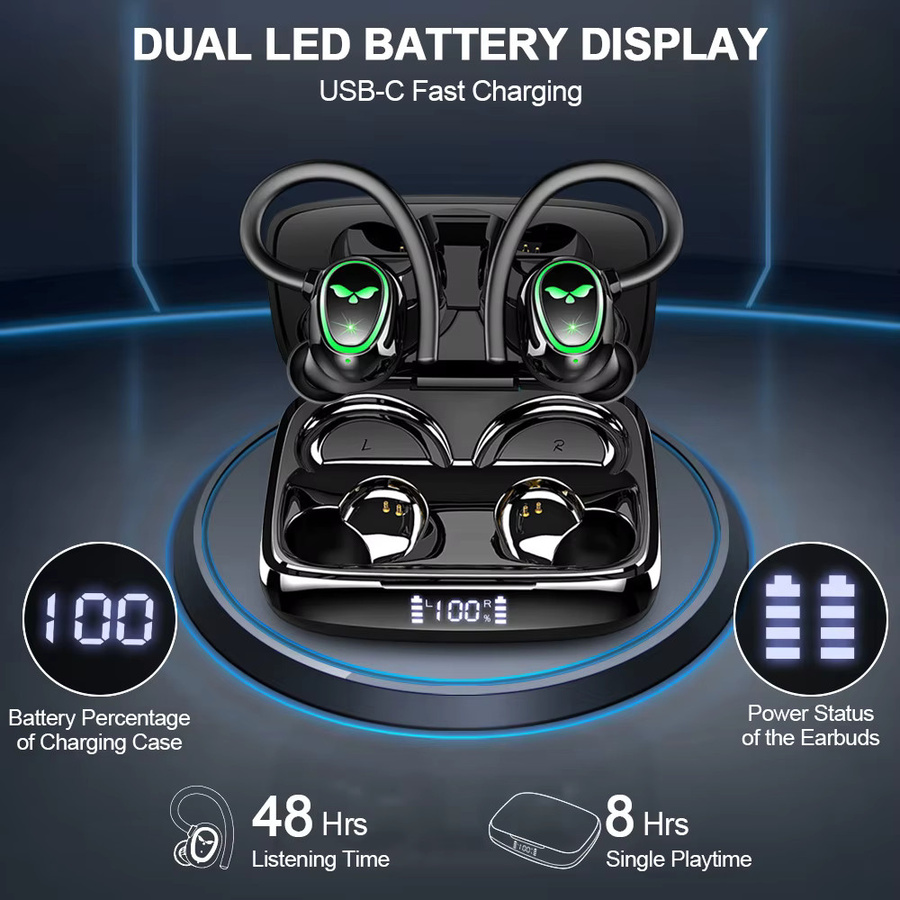 Jxrev Kabellose In-Ear Bluetooth 5.3 Kopfhörer in Schwarz mit Dual-Mikrofon und LED-Anzeige - Bild 3