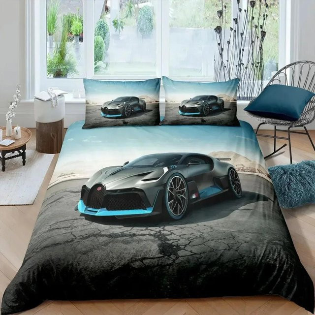 Lodestar Rennwagen Bettwäsche Set mit Bettbezug und Kissenbezug aus Polyester in Blau, B/H: 135 x 200 cm - Bild 1
