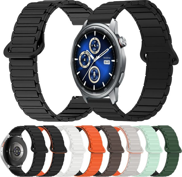 Realme Uhrenarmband Silikon, Magnetische Schleife, Schwarz, Unisex - Bild 1