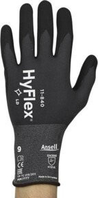 Ansell HyFlex 11-840 Schutzhandschuhe aus Nitril in Schwarz und Grau, Größe 9 - Bild 1