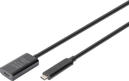Digitus Aktives USB-C Verlängerungskabel USB 3.2 Gen 2, USB-C Stecker auf USB-C Buchse, Schwarz - Bild 1