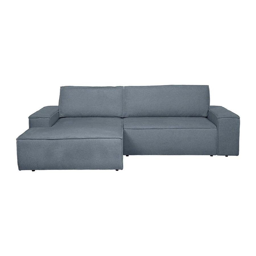 Vente-unique Schlafsofa Amelia in Blau mit L-Form und Schlaffunktion aus Strukturstoff - Bild 2