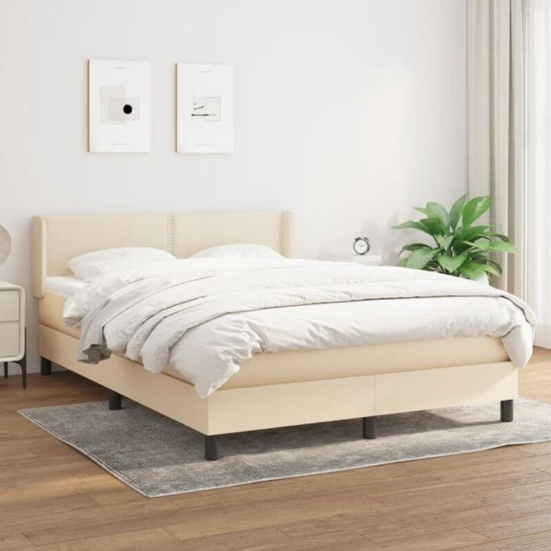 vidaxl Boxspringbett mit Matratze in Beige, B/T/H: 140 x 200 x 78 cm - Bild 1