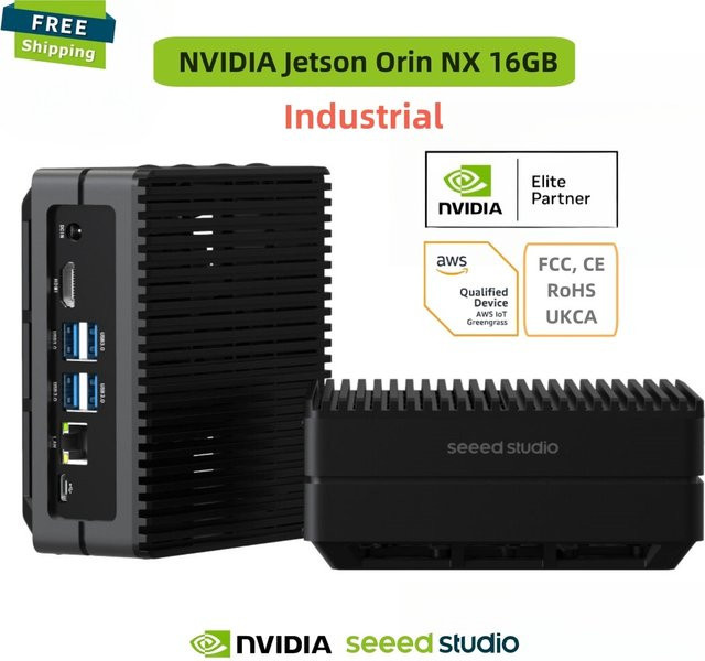 NVIDIA Jetson Orin NX 16 GB reComputer J4012 Edge AI Device mit Aluminiumgehäuse in Schwarz, 4x USB 3.2 und M.2 Key E & Key M Slots - Bild 1