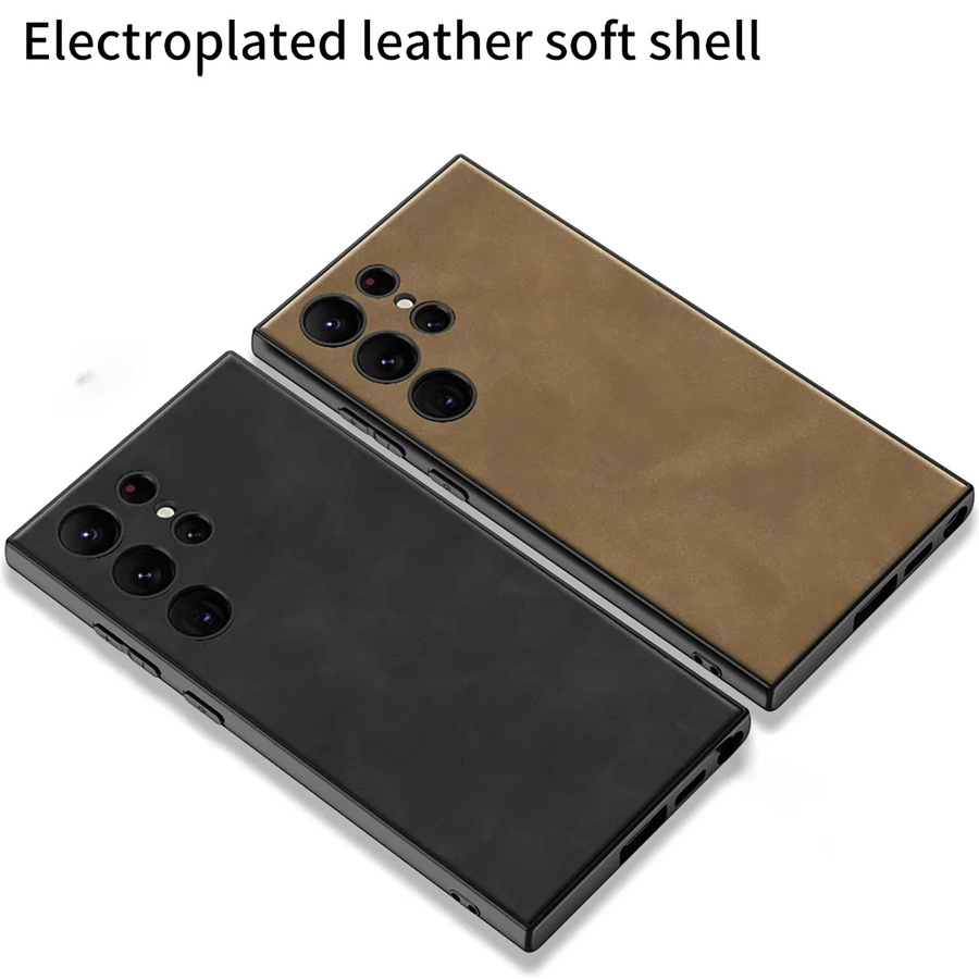 Stoßfeste Leder Hartschale Handyhülle für Samsung Galaxy S25, S24 Plus und S24 Ultra in Schwarz - Bild 4