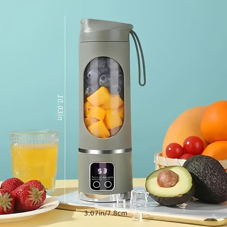 YC Direct Tragbarer Entsafter mit USB-Aufladung und 10 Klingen in Grün mit Digitalanzeige und drei Modi für Smoothies und frischen Saft