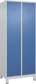 C+P Wäsche-Spind Classic PLUS mit 2 Abteilen, Füße, Zylinderschloss, Grau/Blau, B/T/H: 80 x 50 x 195 cm - Bild 1