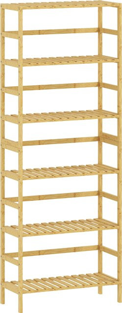 HOMCOM Badregal aus Bambus mit 6 verstellbaren Ablagen, Standregal in Braun, H x B x T: 161 x 60 x 26 cm - Bild 1