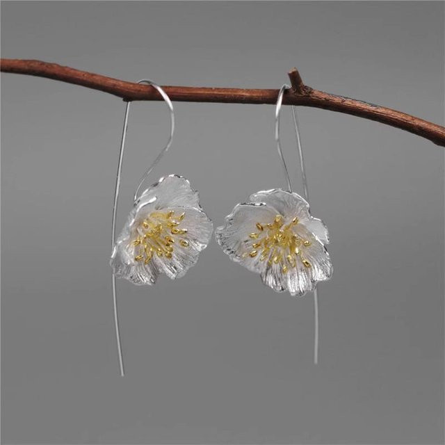 Ohrringe Mohnblumen, Silber, gray, Damen - Bild 1