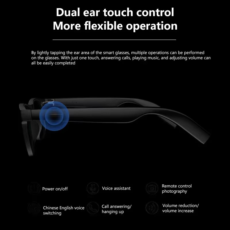 Lenovo Smart-Brille in Schwarz mit Bluetooth, Touch-Funktion, Fotokamera, Übersetzer und Sprachassistent inklusive Fernbedienung - Bild 5